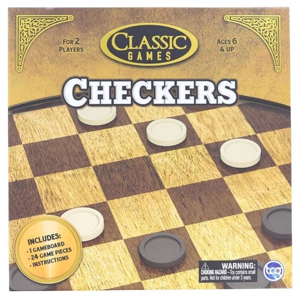 Classic Games Wood Checkers Set | Board & 25 Game Pieces